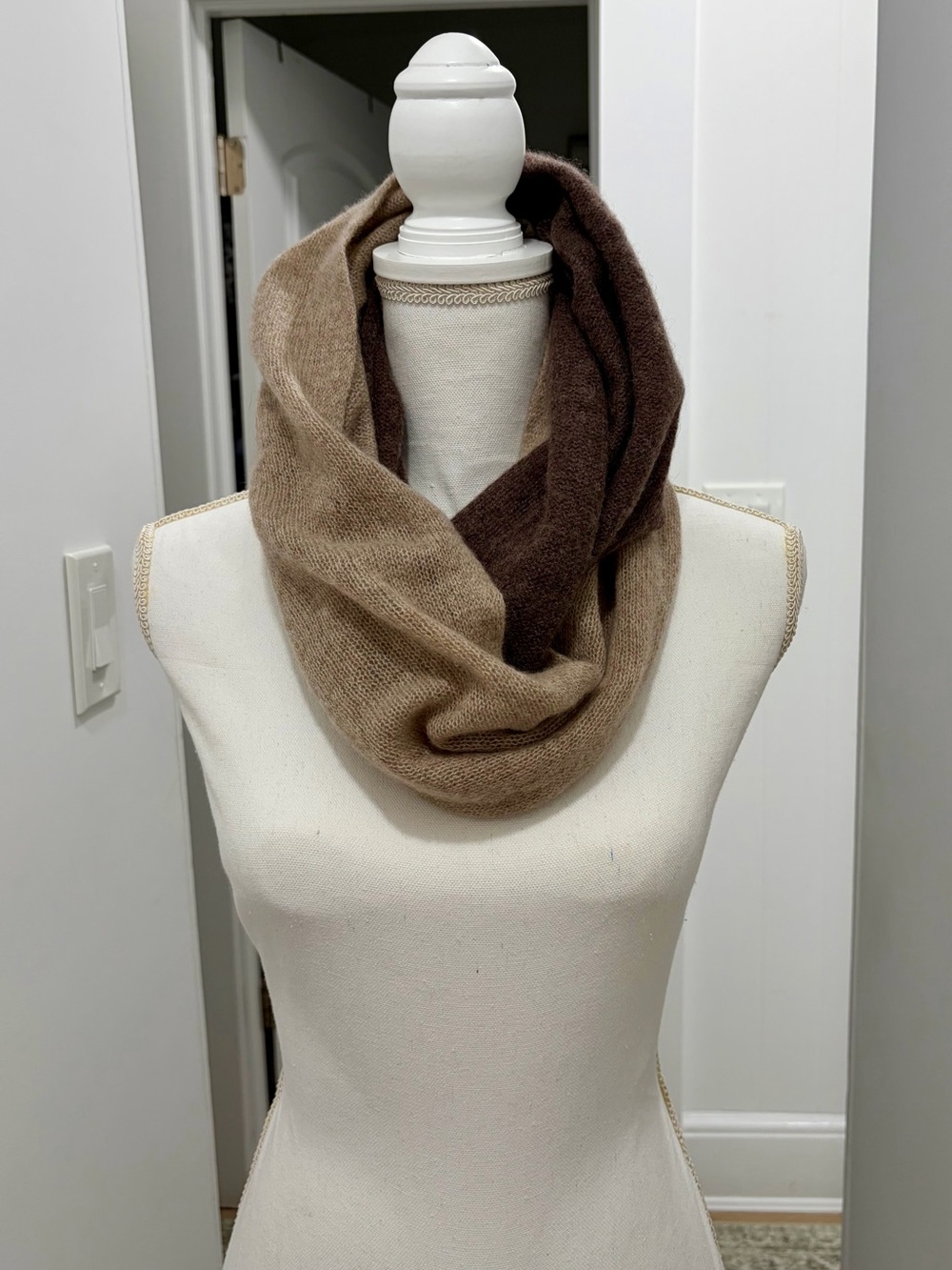 Max Studio Cashmere 2-Tone Brown Infinity Scarf - Women Accessories